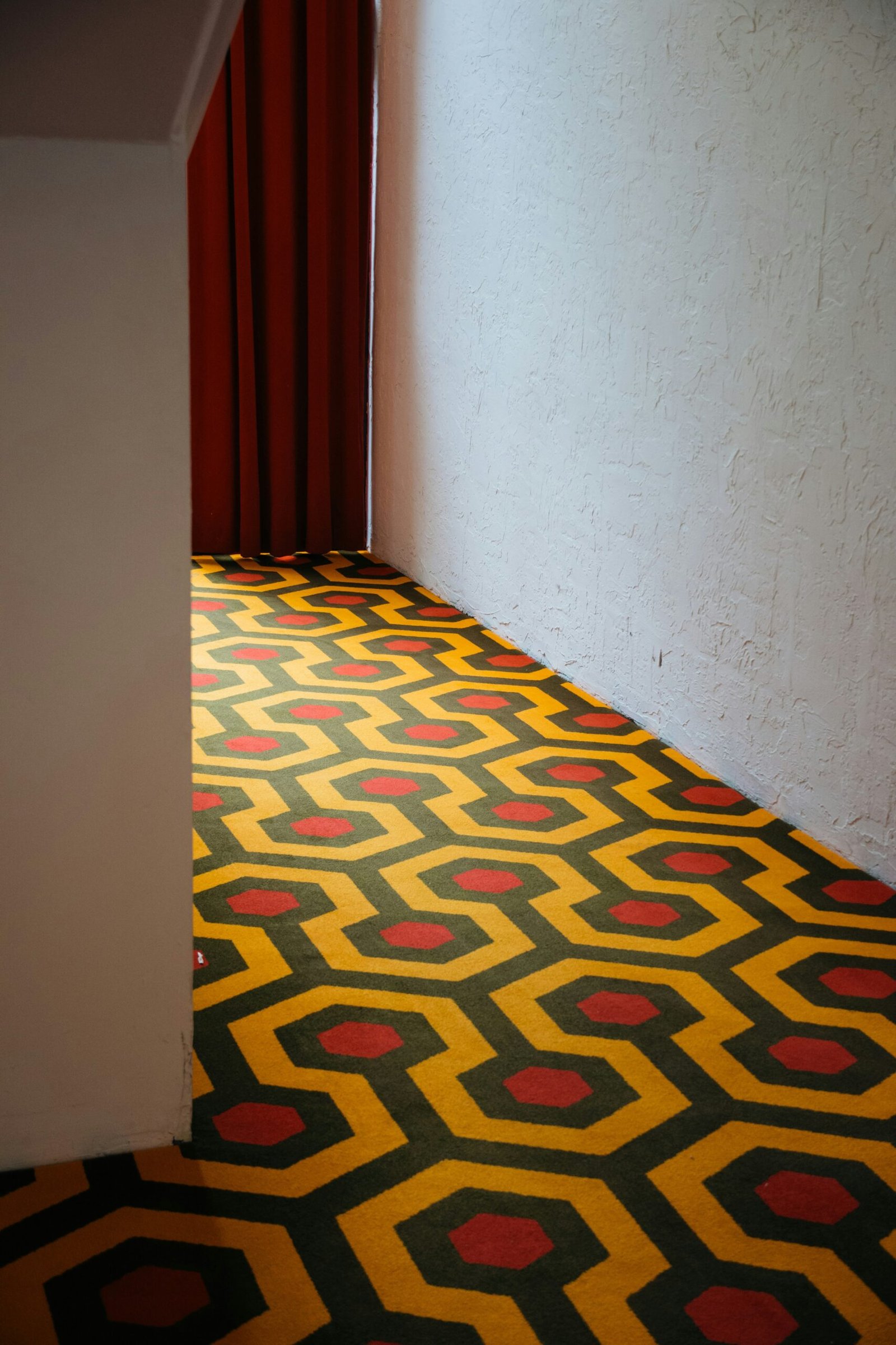 yellow and black floor tiles