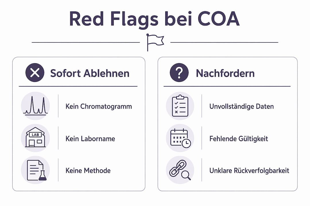 Übersicht der wichtigsten COA-Prüfkriterien auf einen Blick
